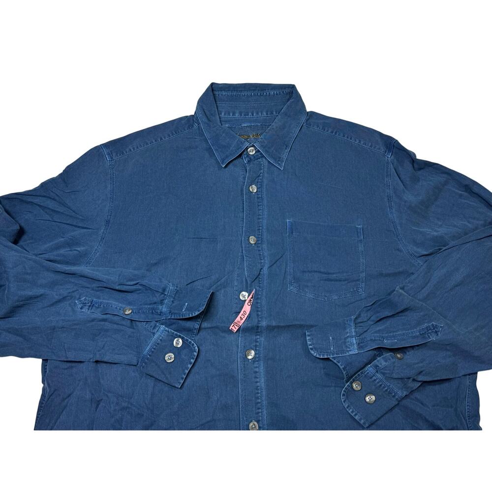 Tommy Bahama Denim Blue Long Sleeve Shirt Size XL Cotton Stretch